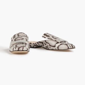 Sergio Rossi python print flat leather mules